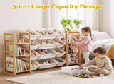 Keezi 3-in-1 Kids Toy Storage Organiser with 12 Bins, Shelves & Animal Storage FURNI-S-TOY3MULTI-WD