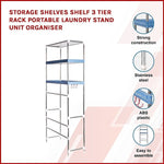 Storage Shelves Shelf 3 Tier Rack Portable Laundry Stand Unit Organiser V63-827801