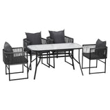 Gardeon 5PC Outdoor Dining Set Table and Chairs Patio Furniture Garden Bistro Set Black FF-DINING-ROPE-140-5PC