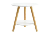 Levede Round Coffee Table 2-Layer Living Room End Tables Bedroom Side Tables NI1090-WH-AU