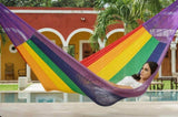 Mayan Legacy Single Size Cotton Mexican Hammock in Rainbow Colour V97-3M RAINBOW