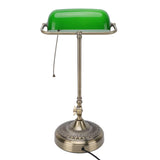 Vintage Desk Lamp Plug In Table Lamp with Green Glass Shade Pull Chain Switch for Home Bedroom Study V1294-YM0901-3119260009012