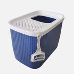 YES4PETS XXL Top Entry Cat Litter Box No Mess Large Enclosed Covered Kitty Tray Dark Blue V278-AT1007-DARK-BLUE