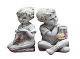 Solar Garden Statues Garden Children Boy Girl Statue Sculpture Decor Boys Girls For V1192-AZ-W-11520