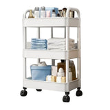 Rolling Cart White 3 Tiers Quiet Wheels Sturdy Plastic Simple Widely Used Utility Cart for House V1294-YM0901-3117230245211