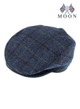 DENTS Abraham Moon Tweed Flat Cap Wool Ivy Hat Driving Cabbie Quilted 1-3038 - Blue - Large V563-1-3038-BLUE-L