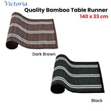 Victoria Bamboo Table Runner 140 x 33cm Dark Brown Silver V442-JTC-TABLER-BAMBOOLAR2DB-DKBROWN-RE