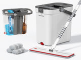 Premium Microfiber Flat Mop Bucket Set w/ Clean & Dirty Water Separation 360 Degree - White V563-75255