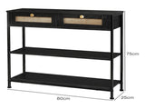 Levede Console Table with Drawers 3-Tier Slim Hallway Table 80cm Entryway Black CH1193-AU
