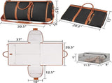 Black 56-75L Large Capacity Foldable Garment Duffel Bag with Shoe Pouch - PU Leather Convertible V888-ELOSUNG42320