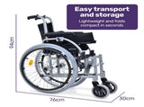 EQUIPMED Kids Premium Paediatric Wheelchair, Lightweight Aluminium, 22" Wheels, 75kg Rated, Green V219-HWCSTNEQK5GA