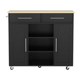 Artiss Kitchen Island Trolley Rolling Serving Cart Storage Drawer Cabinet 100cm Black FUR-S-KI-100-BK-AB