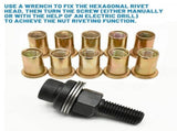 Multipurpose Carbon Steel Rivet Nut Set 66Pcs 3mm To 10mm Fasteners Easy to Use for Secure Assembly V1366-AZ2-W-17161