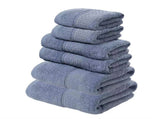 Grey Blue Luxury 6-Piece 100% Cotton Towel Set - 2 Bath Towels, 2 Hand Towels, 2 Face Towels V888-ELOSUNG16784