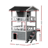 i.Pet Outdoor Cat Shelter 72cm x 72cm x 127cm Rabbit Hutch Wooden Condo Small Outdoor Cat PET-CH-R126-GR-AB