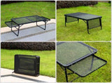 Black Portable Camping Table Heat Resistant Steel Mesh Top Foldable BBQ Desk with Side Wings V888-ELOSUNG41075