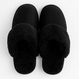Sheepskin Wool Womens Slippers Scuffs Slip On Winter Ugg Slippers in Black - 7 V563-BR-SHEEPSCUFFS-BLKFR-7