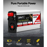 Giantz Power Inverter 600W/1200W 12V to 240V Pure Sine Wave Camping Car Boat INVERT-P-600W-SL