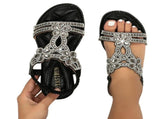 womens flats sandals summer gladiator bohemian rhinestone dress shoes comfortable open toe elastic V1192-AZ-W-33052