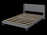 Levede Metal Wooden Bed Frame Queen Panel Plush Upholstered Soft Headboard Grey BF1072-Q-GY-AU