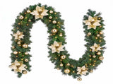Jingle Jollys 2.7M Christmas Garland 8 Mode LEDs Timing 200 Tips Flowers Balls XM-C-GAR-FLW-9FT-GD-LED