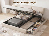 Artiss Queen Bed Frame Gas Lift Storage 3 Drawers Adjustable Headboard Platform Base BFRAME-G-APEX-Q-BG-ABC
