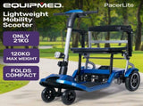 EQUIPMED Ultra-Lightweight Folding Electric Mobility Scooter, 19kg with Battery Removed, 120kg V219-HMBMSCEQPL1BA