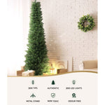 Jingle Jollys Christmas Tree 1.8m Pre-Lit 200 LED Lights Xmas Tree Decorations XM-TR-SLIM-6F-LED