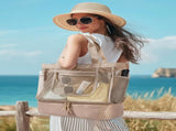 Beach Bag for Women, Mesh Tote Bags with Zipper, Sandproof Vacation Essentials with Cooler for Swim V1258-DP02-F-6