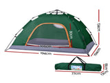 Weisshorn Camping Tent Instant Tent Pop up 2 Person Outdoor Hiking Tents Hiking Green XFEL-TENT-210D-GN