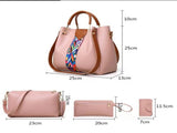 Pink Elegant 4-Piece Womens Handbag Set Stylish PU Leather Tote, Shoulder Bag, Clutch, and Wallet V888-ELOSUNG17348