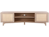 Rattan TV Stand, Mid Century Modern TV Stand for 75 inch TV, Boho Rattan TV Cabinet with Build-in V952-TBDSJ66INCHEOANELV3