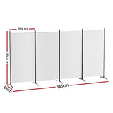 Artiss 4 Panel Room Divider Screen 345x180cm Fabric White RD-D-PLY-345-WH