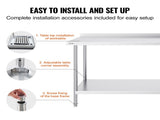24 x 60 x 36 Inch Stainless Steel Work Table, Commercial Food Prep Worktable Heavy Duty Prep V952-CFBXGGZTLCWJ81648V0