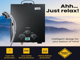 Thermomate Portable Gas Outdoor Camping Hot Water Heater System, with 12V Pump, Shower Head, Black V219-CMPWHTTHBK2A