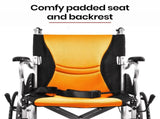 EQUIPMED Folding Aluminium Wheelchair, 20" Wheels, Park Brakes, 100kg Capacity, Orange V219-HELWLCEQO20A