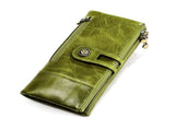 women's leather wallet, anti-skimming wallet, retro style wallet, Korean fashion wallet, long wallet V1106-939-98020-RED-L