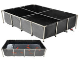Canvas Fish Pond, 1781.3L Above Ground Fish Pond, PVC Koi Tank with Clear Viewing Panel, Rectangular V952-DSYCHSDTMC21LEAON002V0