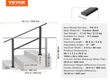 Outdoor Handrails for Steps, 2-3 Step Stair Rail Kit, Black Square Tube with Horizontal Bar, Carbon V952-FGDHGZLSLZFSL90M7V0