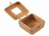 Rattan Tissue Box Cover Square, Hand Woven Wicker Tissue Holder with Hinged Top Lid, for Toilet Home V1366-AZ2-W-15746