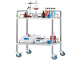 Lab Rolling Cart, 2-Shelf Stainless Steel Rolling Cart, Lab Serving Cart with Swivel Casters, Dental V952-SYSST42014302X42AV0