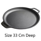 Deepened Double Handle Cast Iron Griddle, Thick Uncoated Iron Pan for Family BBQ & Indoor Cooking, V1221-XM-LB5311-ZS181