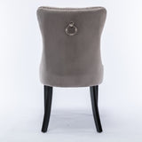2x Velvet Dining Chairs Upholstered Tufted Kithcen Chair with Solid Wood Legs Stud Trim and V226-SW8801GY