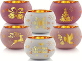 candle holders, electroplated candle holders, engraved candle holders, translucent candle holders, V1106-115-55353-CHR-CHRISTMAS3-6PCS