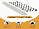 16 Inch Chain Saw Guide Bar with 3Pcs Chains for 009 012 021 E180 MS180 MS190 MS250 V1369-AZ3-W-11350