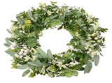 Green Artificial Eucalyptus Wreath Spring Summer Wreath with White Berries for Front Door Wall V1294-YM0901-3115240090511