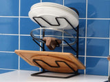 Three-layer Pot Lid Rack Kitchen Countertop Organizer for Cutting Board-Black V1161-600459