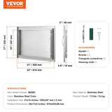 BBQ Access Door, 610x432 mm Single Outdoor Kitchen Door, Stainless Steel Flush Mount Door, Wall V952-DMMBSCJMYS24LQ87IV0