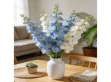 6Pcs Artificial Delphinium Flower, 34.6' Long Silk Flowers Silk Larkspur Flowers Plant Floral Faux V1192-AZ-W-25271