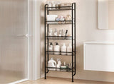 Levede Slim Storage Rack Kitchen Organiser Wall Mounted Metal Shelf Black EA0309-5-AU